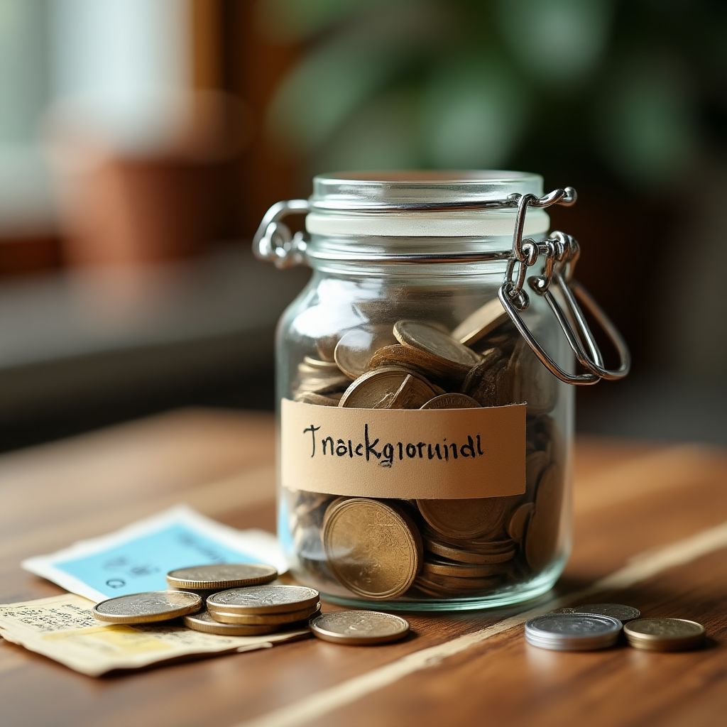 Frasco de ahorros con monedas